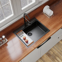 27" x 22" Drop In Kitchen Sink Gunmetal Black,  16 Gauge Stainless Steel Workstation Sink