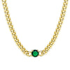 7mm Round Bezel Emerald Green CZ Stone Necklace, 14"