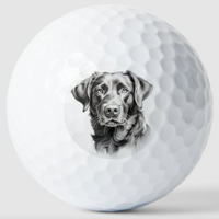 Chocolate Labrador Dog Golf Ball