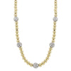 Gold 4mm Round Beads and 6mm Pave Crystal Balls Necklace