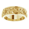 14K Yellow 7mm Rose Floral Band