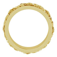 14K Yellow 7mm Rose Floral Band