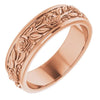 14K Yellow 7mm Rose Floral Band