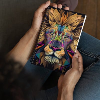 Geometric Lion Face Spiral Notebook