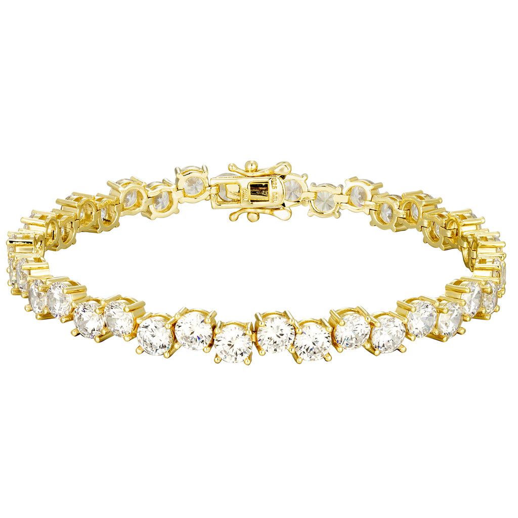 White CZ Tennis Design Bracelet, 7.25"