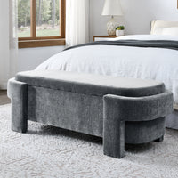 Upholstered Bench with Large Storage Space, Grey 51.5''x20.5''x 17''