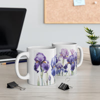 Irises All Around Ceramic White Mug 11oz