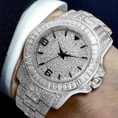 Baguette CZ Diamond  Elegant Quartz Men's Watch