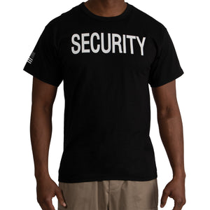 2-Sided Security T-Shirt with US Flag On Sleeve - Black