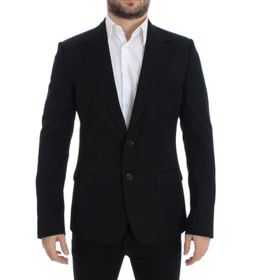 Black wool slim fit blazer