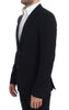 Black wool slim fit blazer