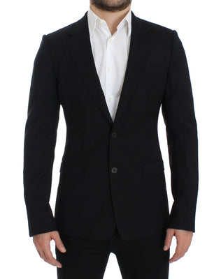 Black wool slim fit blazer