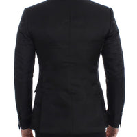 Black silk slim fit blazer