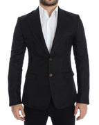 Black silk slim fit blazer