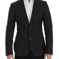 Black wool slim fit blazer