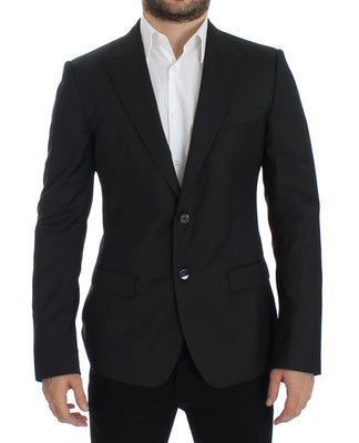 Black wool slim fit blazer