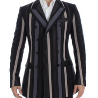 Multicolor striped wool slim blazer