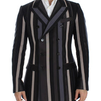 Multicolor striped wool slim blazer