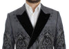 Gray Silk Knight Two Button Blazer