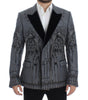 Gray Silk Knight Two Button Blazer