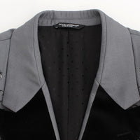 Gray Silk Knight Two Button Blazer