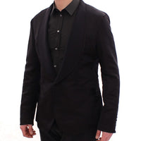 Black silk slim fit blazer