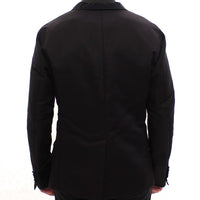 Black silk slim fit blazer