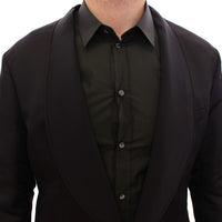 Black silk slim fit blazer