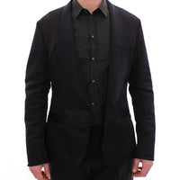 Black silk slim fit blazer