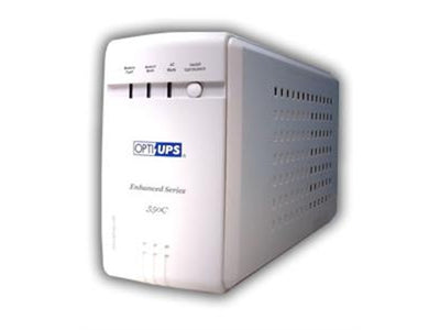 Opti-UPS ES550C USB Automatic Voltage Regulator AVR 6xOutlets USB 550VA 300W 4ms 110-120V 50-60Hz White