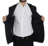 Black wool stretch slim fit blazer