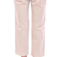 Beige Cotton Cropped Jeans Pants