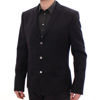 Black wool slim fit blazer