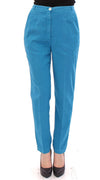 Blue Cotton Logo Thin Casual Pants