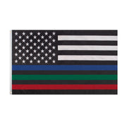Thin Red, Blue, and Green Line US Flag - 3' x 5'