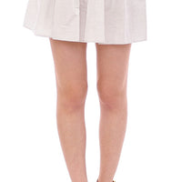 White Cotton Checkered Stretch Skirt