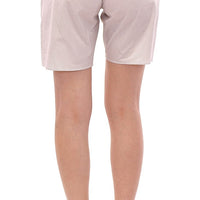 White Checkered Stretch Cotton Shorts
