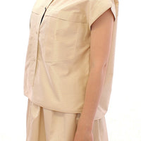 Beige Sleeveless Blouse Top