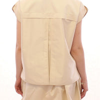 Beige Sleeveless Blouse Top