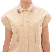 Beige Sleeveless Blouse Top