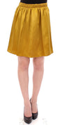 Gold Silk Solid Mini A-Line Skirt