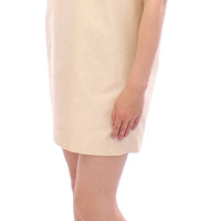 Beige Sleeveless Shift Mini Dress