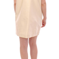 Beige Sleeveless Shift Mini Dress