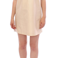 Beige Sleeveless Shift Mini Dress