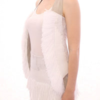 White Lashes Open Back Vest Jacket