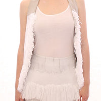 White Lashes Open Back Vest Jacket