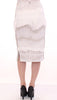 White Acrylic Straight Pencil Skirt