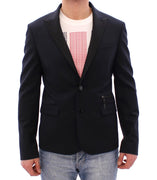 Blue wool two button blazer