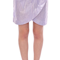 Purple Viscose Above-Knee Wrap Skirt
