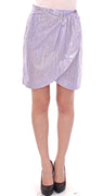 Purple Viscose Above-Knee Wrap Skirt